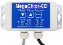 MegaChlor-CD automatic chlorine detection salt chlorine generator, for spas.