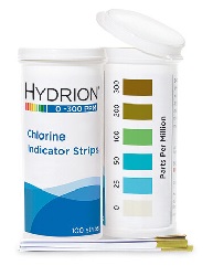 Hydrion wide-range pH test strips.